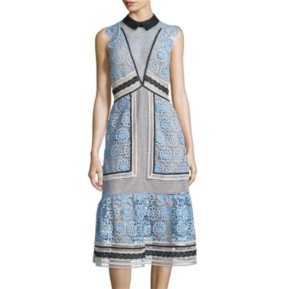 Self Portrait Floral Panel Midi Dress